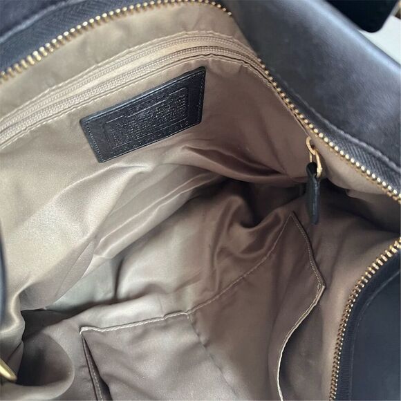 Coach Women's Black Leather Large Shoulder Tote Bag - Picture 10 of 11